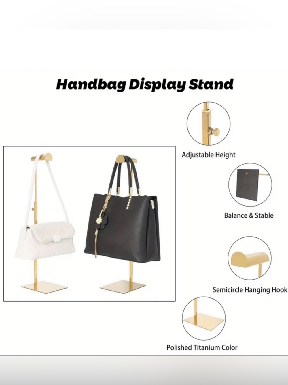Adjustable Purse Stand/Hanger - Gold